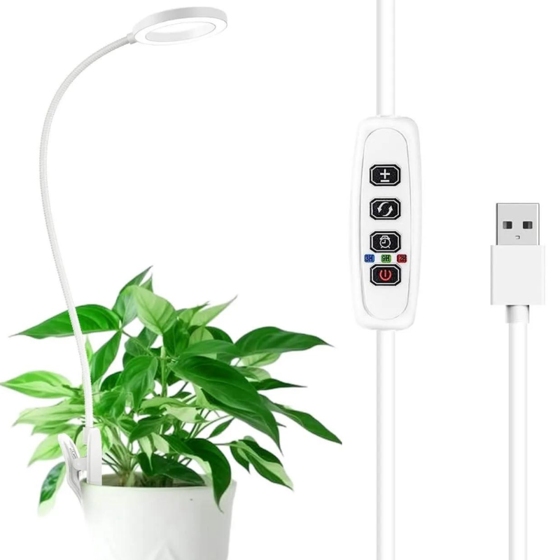 Växtbelysning LED-lampa med klämma vit