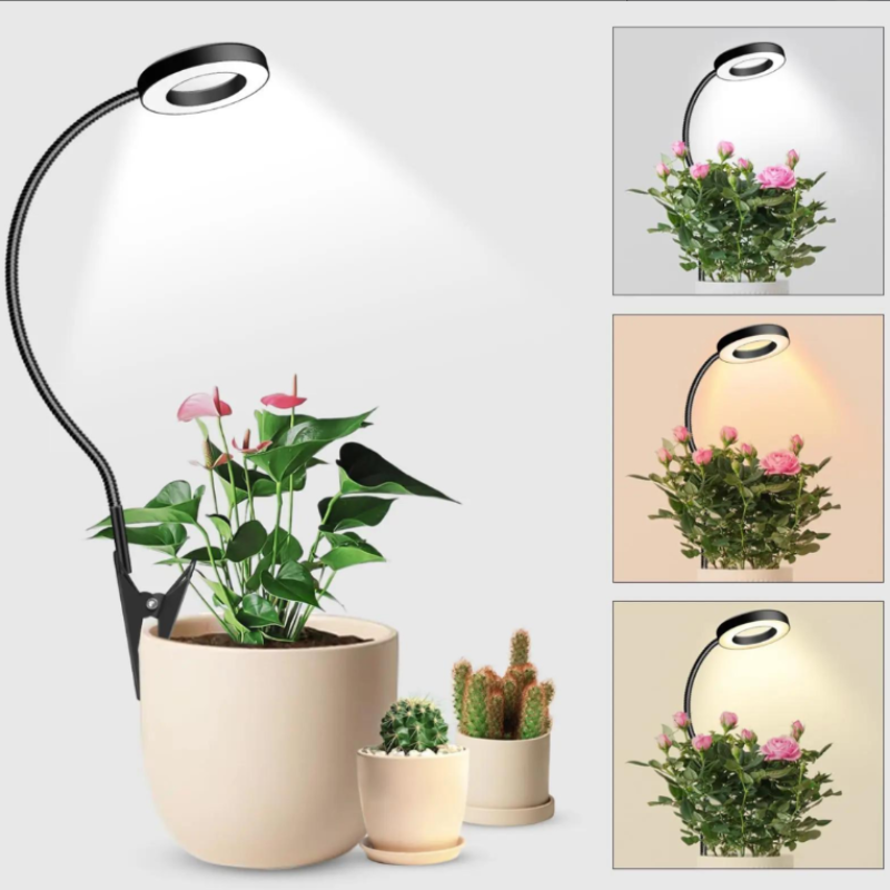 Växtbelysning LED-lampa med klämma svart