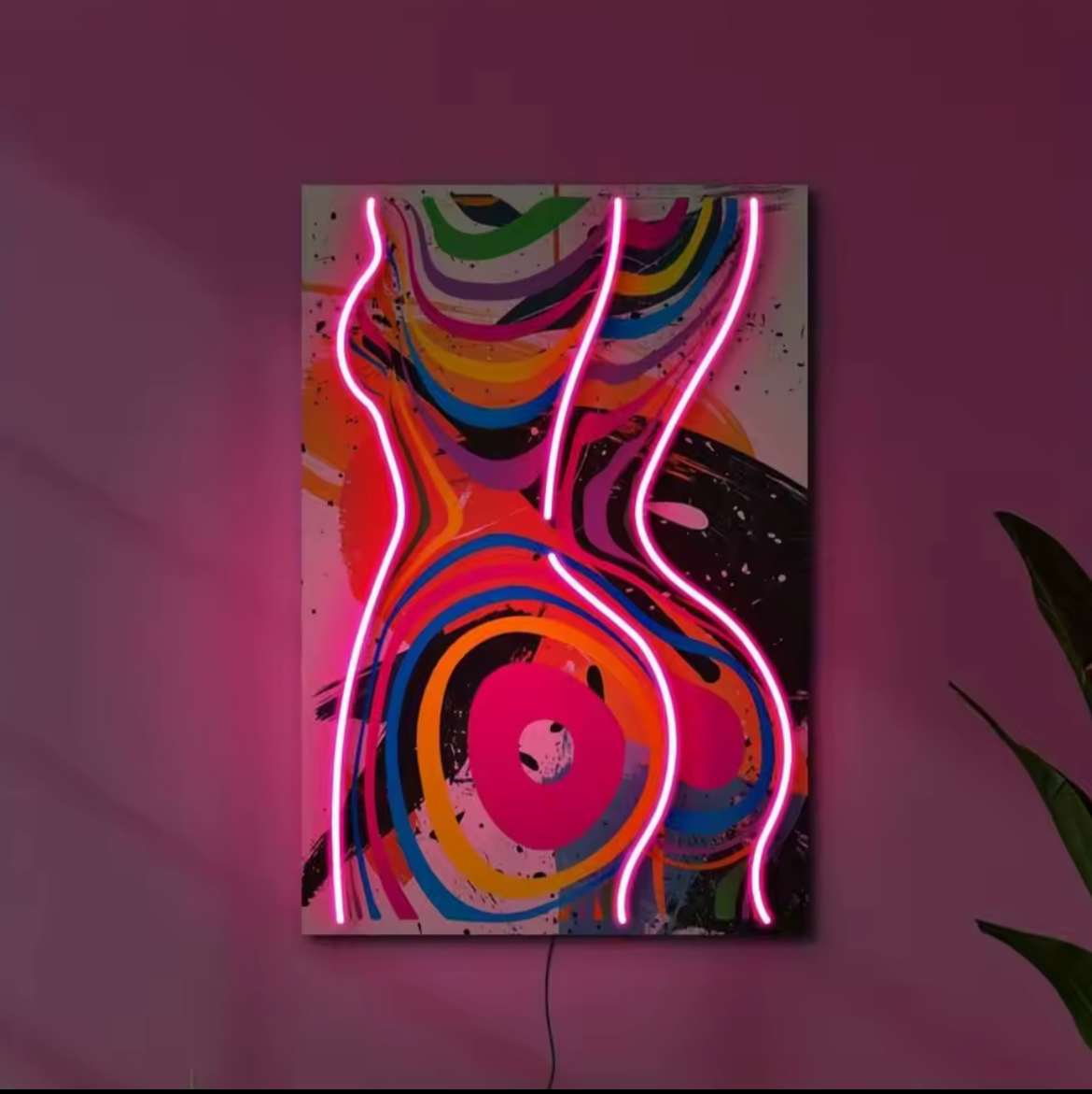 Neon woman LED tavla