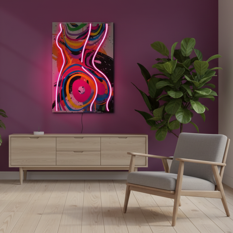 Neon woman LED tavla