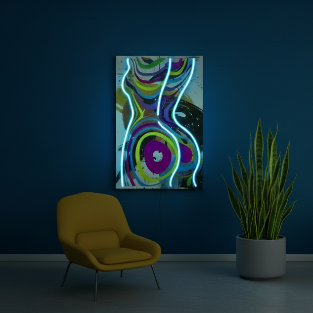 Neon woman LED tavla